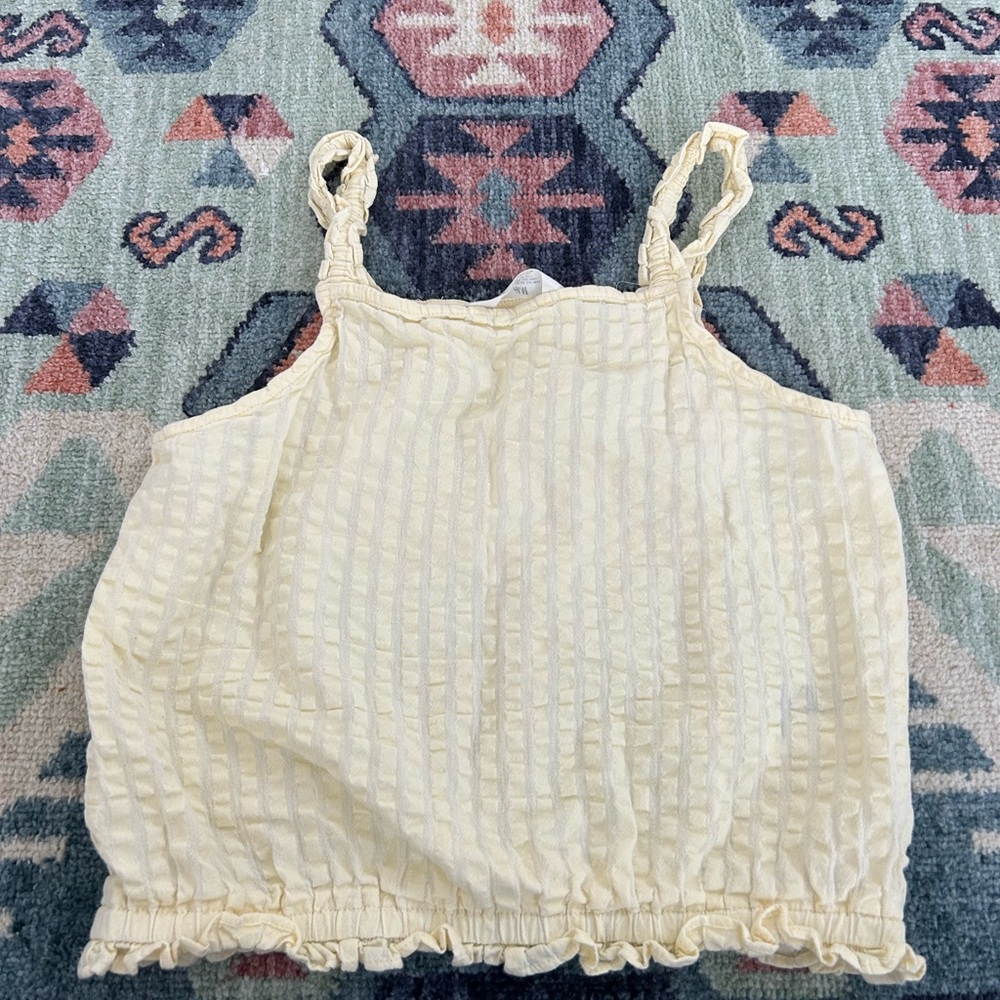 H&M Pale Yellow Girls Striped Tank Top